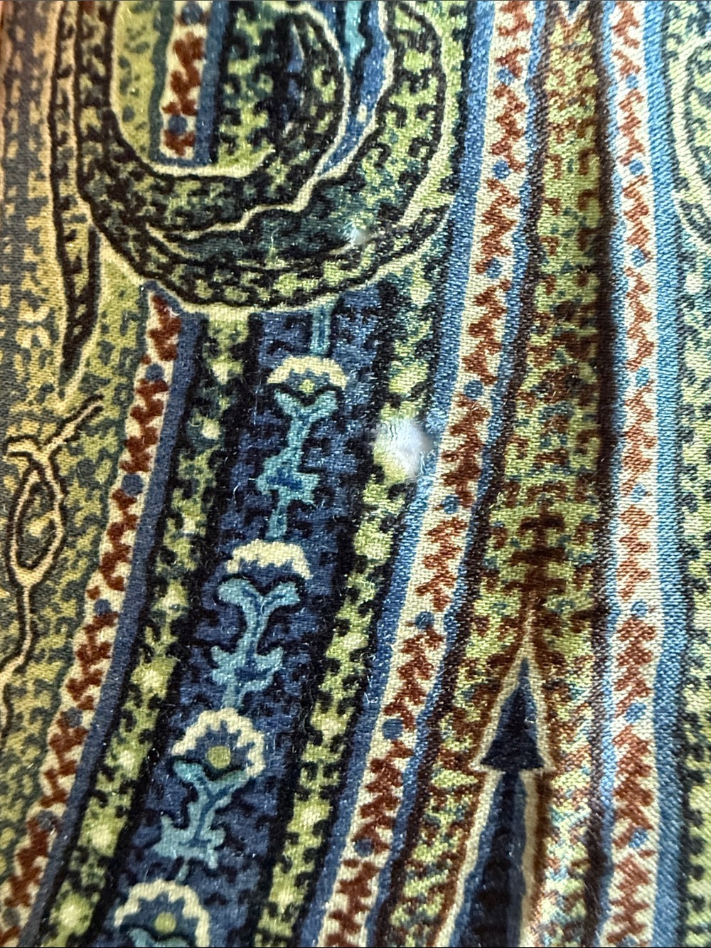 DIOR Vintage SILK Scarf 35” NAVY Gold/Ruby Jewel & Blue-Green Paisley print EUC - Picture 15 of 16